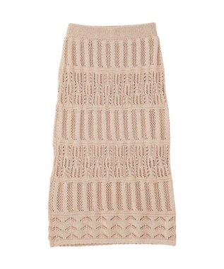 earth music&ecology 【セットアップ対応】透かし編みニットＩラインスカート Beige