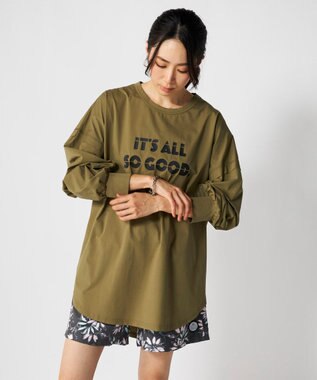 OP／FILA 【RUSTY】らくティブ｜プリント長袖Tシャツ カーキ