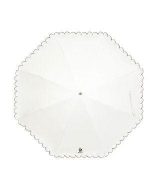 MOONBAT 【WEB限定/遮光率100%/遮熱/UV】POLO RALPH LAUREN（ポロ ラルフローレン）晴雨兼用日傘 ワンポイント ポロベア刺繍 フリル 折りたたみ傘 長折タイプ オフホワイト