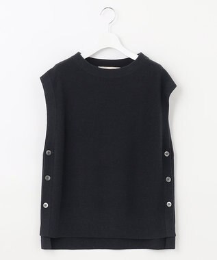 自由区 【洗える/セットアイテム】ウールブレンドベスト×ストライプワンピ ネイビー系1