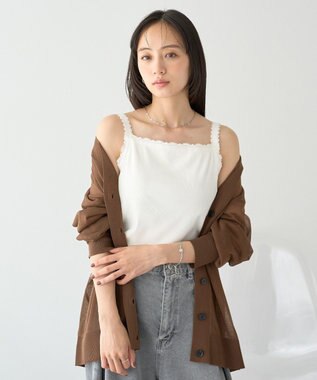 earth music&ecology カップ付レースキャミソール Off White