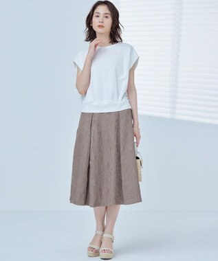 組曲 L 【WEB限定】コンシャスジャージーフレンチスリーブカットソー アイボリー系