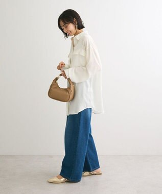 Green Parks ・ＳＵＧＡＲ　ＳＰＯＯＮ　サテンオーバーシャツチュニック Off White