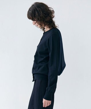 BEIGE， 【洗える】NADIA / バックオーガンジークルーネックカーディガン Navy