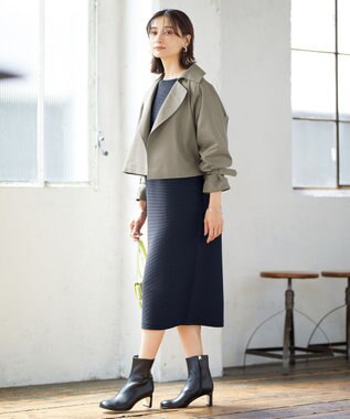 ICB L T/Cシャンブレーツイル 3WAYコート アッシュカーキ系