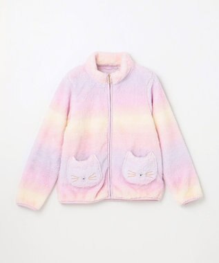 ANY KIDS ネコポケットボアブルゾン レインボー×ラベンダー