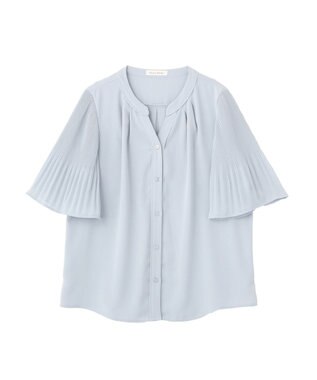 Green Parks 袖プリーツブラウス Blue Gray