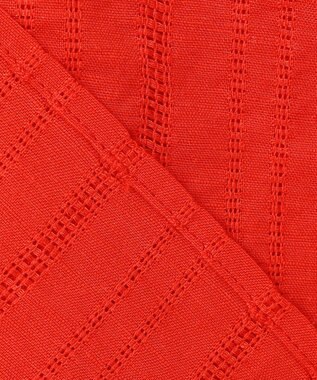 23区 L 【洗える】カラミ ストライプ  切り替え ブラウス オレンジ系