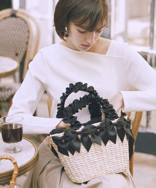Maison de FLEUR 【2Way】フリルハンドルメイズリボン2Wayカゴバッグ