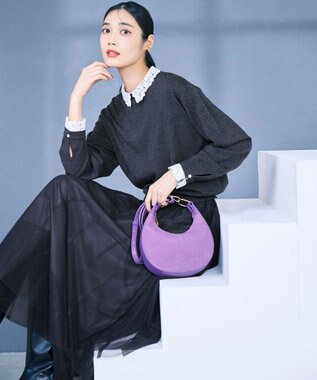 23区 S 【洗える】エンブロイダリー フラワーレースコンビ ニット グレー系