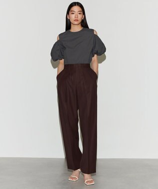 NAVE 【Nave　洗える】バルキーツイル   タックパンツ ダークブラウン系