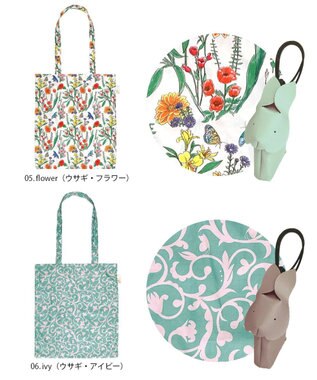 ROOTOTE 1046【ゾウ・ウサギ】LT.チャーム＆トート-B 05：ウサギ・フラワー