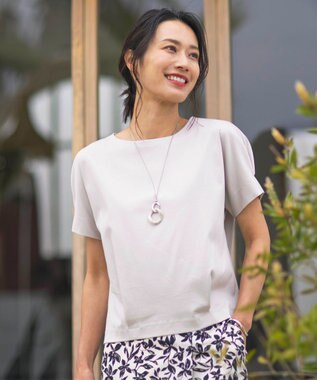 J.PRESS LADIES メタルコンビマーブル ネックレス ライトグレー系