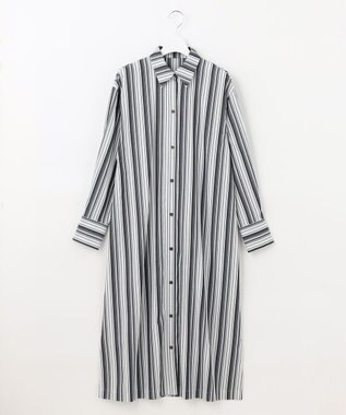 自由区 【洗える/セットアイテム】ウールブレンドベスト×ストライプワンピ ネイビー系1