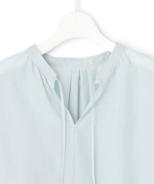 23区 【洗える】コットンシルクローン スキッパー ブラウス スカイブルー系