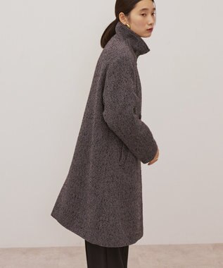 AMERICAN HOLIC ヘリンボーンスタンドカラーコート Black
