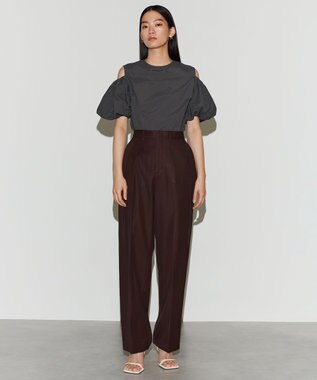 NAVE 【Nave　洗える】バルキーツイル   タックパンツ ダークブラウン系