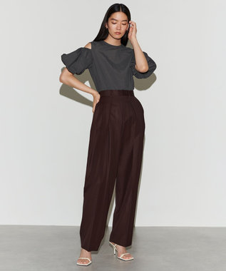 NAVE 【Nave　洗える】バルキーツイル   タックパンツ ダークブラウン系