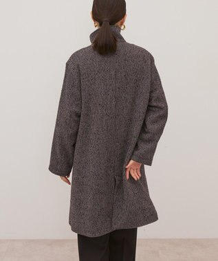 AMERICAN HOLIC ヘリンボーンスタンドカラーコート Black