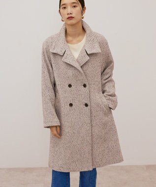 AMERICAN HOLIC ヘリンボーンスタンドカラーコート Gray