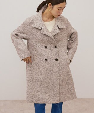 AMERICAN HOLIC ヘリンボーンスタンドカラーコート Gray