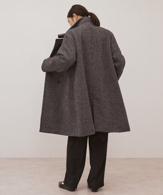 AMERICAN HOLIC ヘリンボーンスタンドカラーコート Black