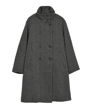 AMERICAN HOLIC ヘリンボーンスタンドカラーコート Black