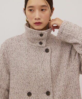 AMERICAN HOLIC ヘリンボーンスタンドカラーコート Gray