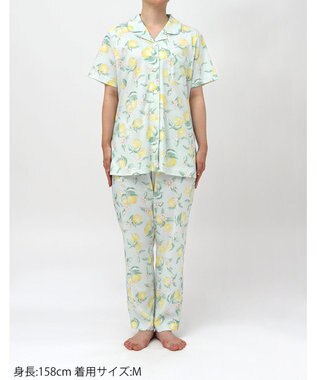 Wing パジャマ 綿100%(本体) 天竺素材 5分袖 半袖 長ズボン レディース EP8046 ウイング／ワコール メロン