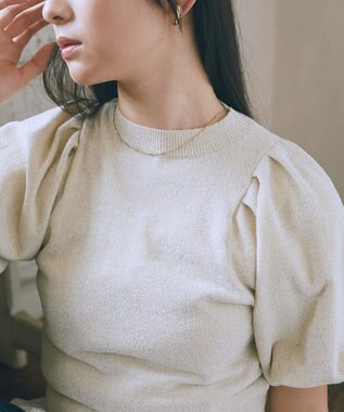 earth music&ecology ラメモールパフスリニットプルオーバー Ivory