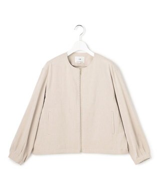 23区 リネンレーヨンストレッチ ノーカラー ブルゾン ベージュ系
