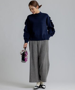 組曲 S ネコアシツィード ワイドパンツ グレー系