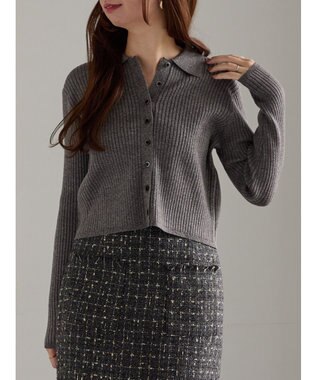 Te chichi ポロカラークロップトカーディガン グレー