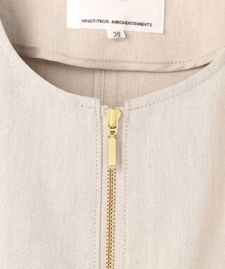 23区 リネンレーヨンストレッチ ノーカラー ブルゾン ベージュ系