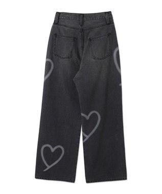 WEGO スプレーペイントストレートデニムパンツ ブラックその他