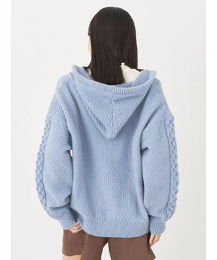 earth music&ecology ケーブルニットパーカー Grayish Blue