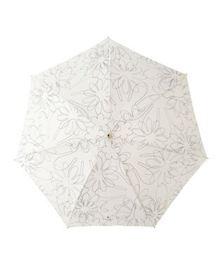 MOONBAT 【新色追加】ランバン オン ブルー 折りたたみ傘 フラワー柄サテンジャガードプリント 簡単開閉 オフホワイト
