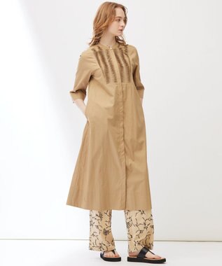 23区 【Indian Factory】コットンポプリン タックディテール シャツワンピース サンドベージュ