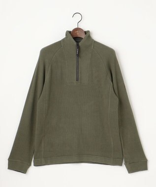 JOSEPH ABBOUD MOUNTAIN 【吸湿発熱/ソフト】ソフトウォームワッフル ハーフジップ カットソー カーキ系