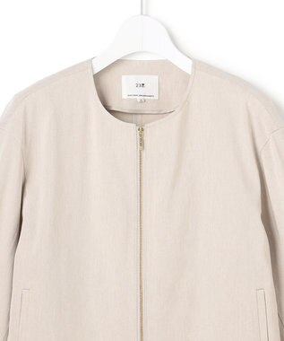23区 リネンレーヨンストレッチ ノーカラー ブルゾン ベージュ系