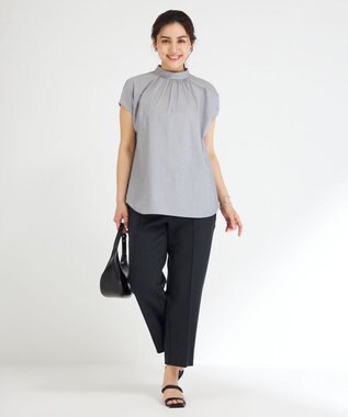 23区 L 【Lサイズ限定】ソフトストレッチポンチ テーパードパンツ ネイビー系