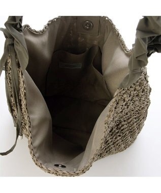 UNBILLION カシュカシュ cachecache / ドロストフリルハンドル地柄編みトート カゴバッグ GY