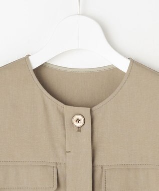 自由区 S 【セットアップ対応】リネンストレッチ ジレ カーキ