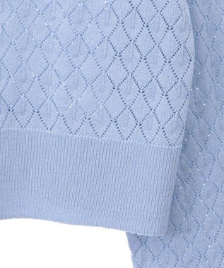 earth music&ecology シアースカラップ透かし編みカーディガン Grayish Blue