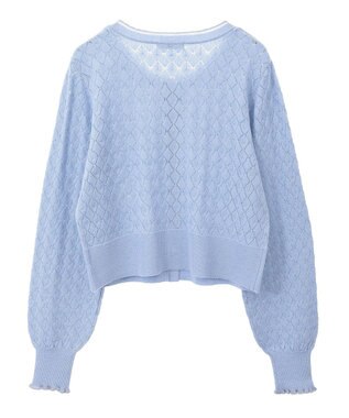 earth music&ecology シアースカラップ透かし編みカーディガン Grayish Blue