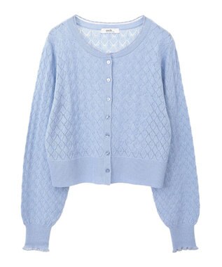 earth music&ecology シアースカラップ透かし編みカーディガン Grayish Blue