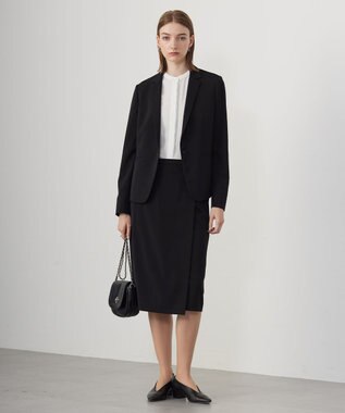 ICB L 【UVケア・速乾・洗える】BackSatinAmunzen バンドカラーブラウス オフホワイト系［シルバー配色］