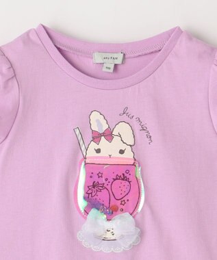 ANY KIDS シャラシャラ ビーズ入り Tシャツ ライラック×ウサギ