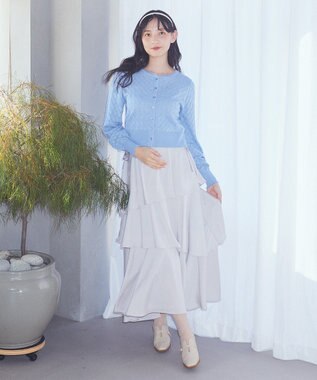 earth music&ecology シアースカラップ透かし編みカーディガン Grayish Blue