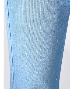 earth music&ecology ラインストーンフレアデニムパンツ Light Indigo